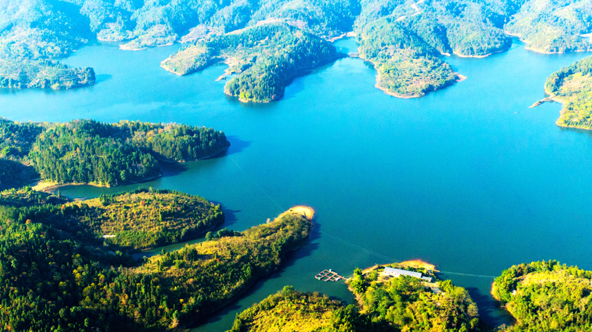 航拍鏡頭下的禮亨水庫。詹繼成攝