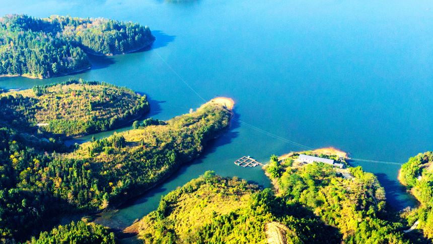 航拍鏡頭下的禮亨水庫。詹繼成攝