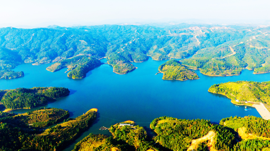 航拍鏡頭下的禮亨水庫。詹繼成攝