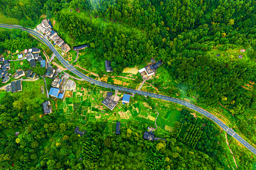 航拍鏡頭下的新農村畫卷。詹繼成攝