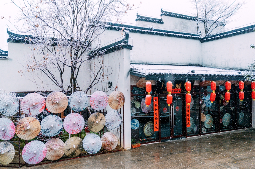 婺女洲景區雪景美如畫。潘俊卿攝