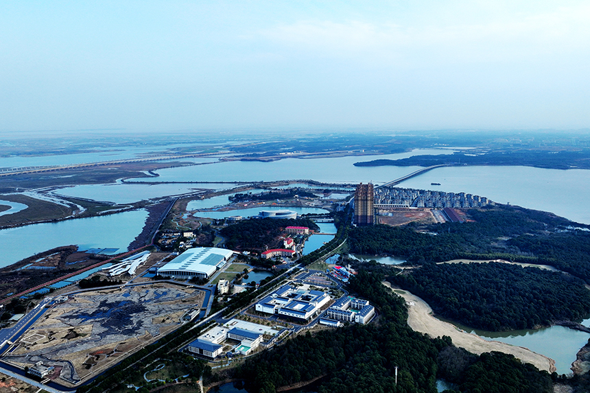 航拍共青城市城區一角。潘成攝