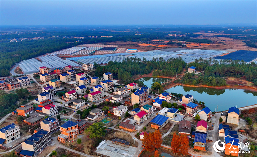 上饒市弋陽縣圭峰鎮馮家村和美鄉村如畫卷。人民網 朱海鵬攝