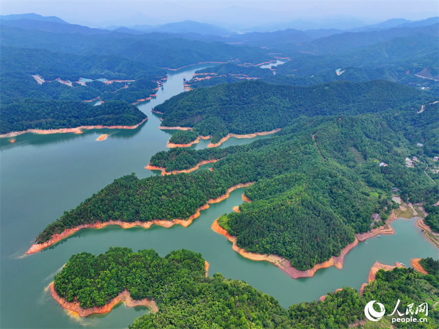 贛州市崇義縣陽明湖國家濕地公園內的贛南樹木園，林木蔥郁，水源充沛，風光旖旎。人民網 朱海鵬攝