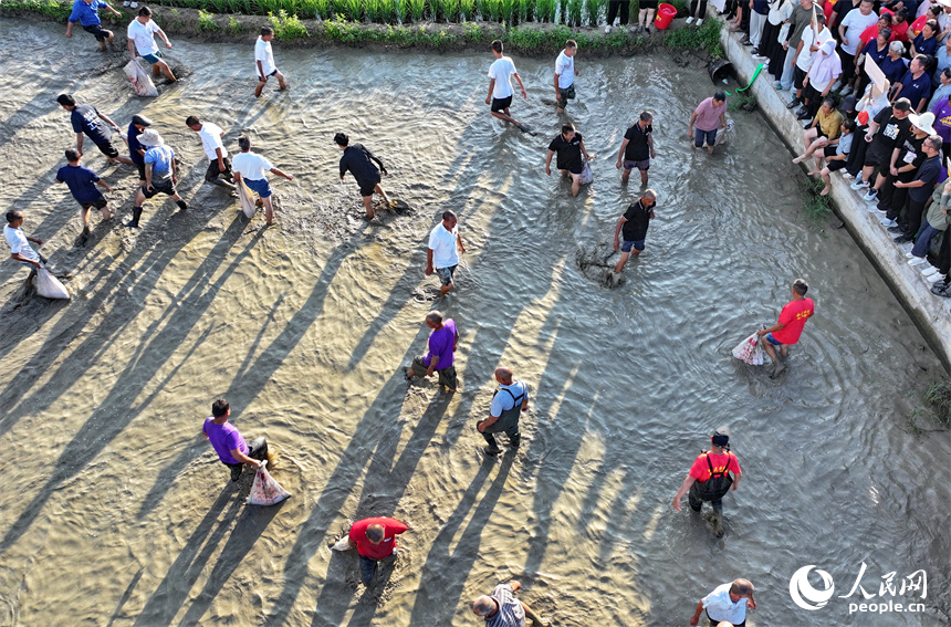 贛州市上猶縣營前鎮下灣村，村民在參加趣味運動會，樂享豐收的喜悅。人民網 朱海鵬攝