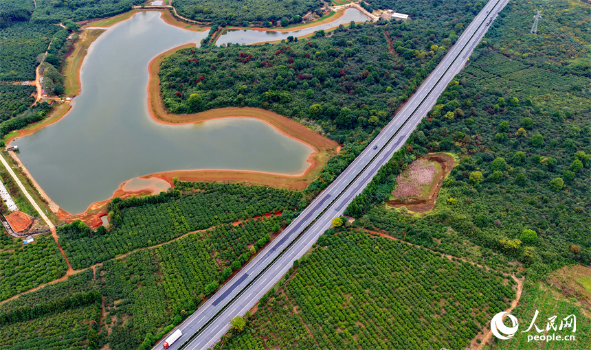 樟樹市觀上鎮一帶，公路、鐵路縱橫交錯，廣袤田園與青山綠樹交相輝映，冬日風景宜人。人民網 朱海鵬攝